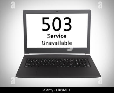 HTTP-Statuscode auf einem Laptop-Bildschirm - 503 Dienst nicht verfügbar Stockfoto