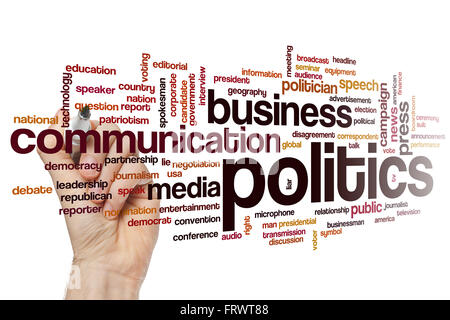 Politik-Konzept Word Cloud-Hintergrund Stockfoto