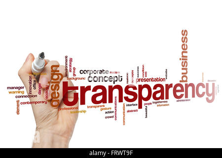 Transparenz-Konzept Word Cloud-Hintergrund Stockfoto