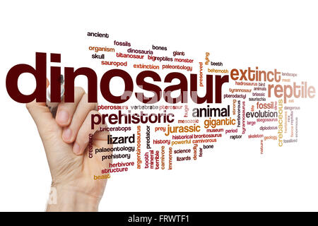 Dinosaurier-Konzept Word Cloud-Hintergrund Stockfoto