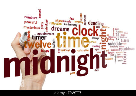 Mitternacht Konzept Word Cloud-Hintergrund Stockfoto