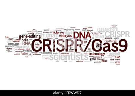 CRISPR/Cas9 System für die Bearbeitung, cloud, Regulierung und targeting Genome (Bio- und Gentechnologie) Wort Stockfoto