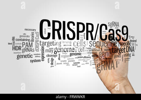 CRISPR/Cas9 System für die Bearbeitung, cloud, Regulierung und targeting Genome (Bio- und Gentechnologie) Wort Stockfoto