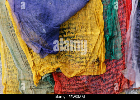 Buddhistische Gebetsfahnen, Swayambhunath Tempel, Nepal Stockfoto