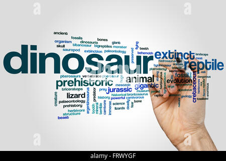 Dinosaurier-Konzept Word Cloud-Hintergrund Stockfoto