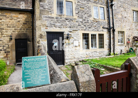 Pest-Hütte, wo die Beulenpest Eyam Derbyshire Peak District National Park England UK begann Stockfoto