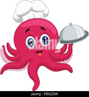 Octopus Koch Holding platter Stock Vektor