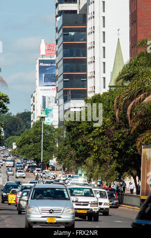 Samora Machel Avenue nach Westen, CBD, Harare, Simbabwe Stockfoto