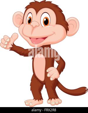 Cute monkey Cartoon geben Daumen hoch Stock Vektor