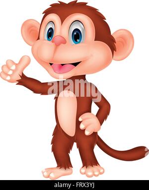 Cute monkey Cartoon mit Daumen hoch Stock Vektor