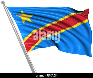 Flagge der Demokratischen Republik Kongo, ist dies ein Computer generierten und 3d gerenderten Bild. Stockfoto