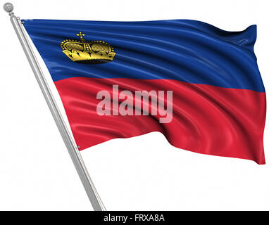 Flagge des Fürstentums Liechtenstein, ist dies ein Computer generierten und 3d gerenderten Bild. Stockfoto