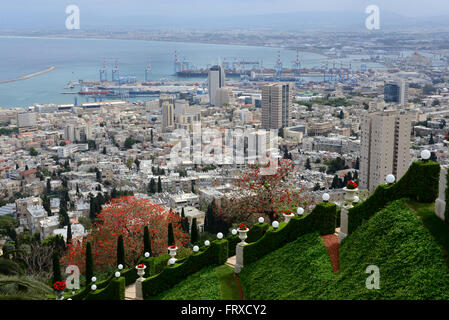 Blick auf den Hafen von Haifa, Nord-Israel, Israel Stockfoto