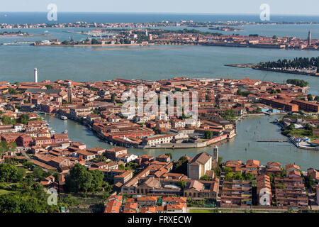 Luftbild von der venezianischen Lagune, Glasmacher, Insel Murano, Veneto, Italien Stockfoto