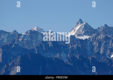 Tour Noir (Mont-Blanc-Massiv) gesehen von Demecre in der Nähe von Martigny, Schweiz Stockfoto