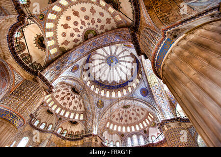 Innenansicht der Decke, blaue Moschee, Sultan Achmed-Moschee, Istanbul, Türkei Stockfoto