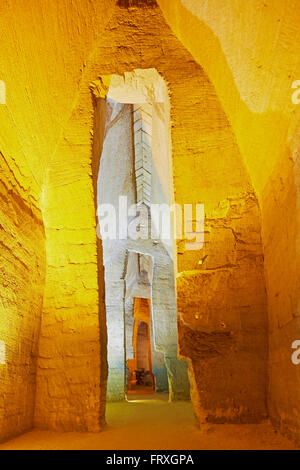 Les Cathedrales Troglos des Perrieres, Doue la Fontaine, Abt. Maine-et-Loire, Region Pays De La Loire, Frankreich, Europa Stockfoto