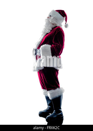 ein Weihnachtsmann Mann Silhouette isoliert auf weißem Hintergrund Stockfoto