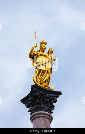 Mariensäule, Mariensaeule am Marienplatz-Platz, München, Upper Bavaria, Bavaria, Germany Stockfoto