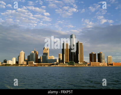 Blick auf die Skyline von Detroit, Detroit, Michigan, USA Stockfoto