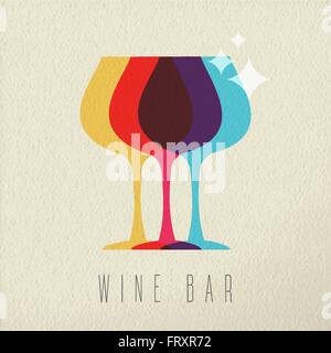Wein-bar Konzept Symbol, cocktail trinken Glas Silhouette in bunte Farben über Texture Background. EPS10 Vektor. Stock Vektor