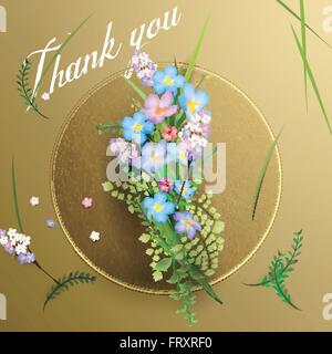 romantische Aquarell Blumen danke Karte Design-Vorlage Stock Vektor