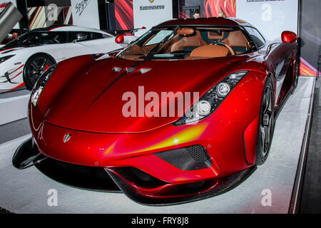 Manhattan, New York, USA. 23. März 2016. Ein Koenigsegg Regera an der New York International Auto Show 2016 im Jacob Javits Center. Dies war Press Preview Day. Bildnachweis: Miro Vrlik Fotografie/Alamy Live-Nachrichten Stockfoto