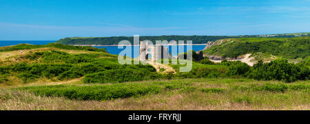 Pennard Castle, Three Cliffs Bay, Gower, Wales, UK Stockfoto