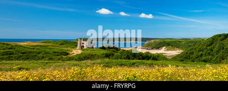 Pennard Castle, Three Cliffs Bay, Gower, Wales, UK Stockfoto