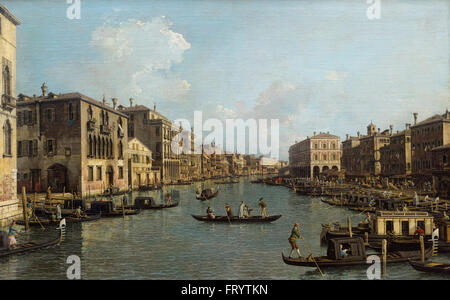 Canaletto (1697-1768) der Canal Grande vom Campo Santa Sofia, die Rialto-Brücke, 1758.   Gemäldegalerie, Berlin, Stockfoto