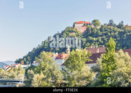 Schlossberg oder Castle Hill Mountain in Graz, Österreich. Teil des UNESCO-Weltkulturerbes. Stockfoto