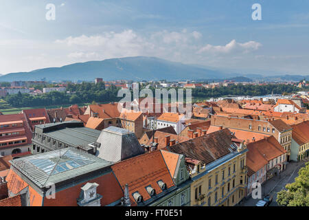 Maribor Citiscape Blick vom Dom, Slowenien Stockfoto