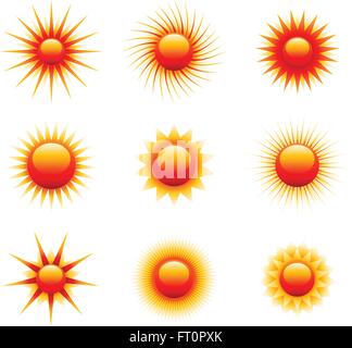 rote Sonne Symbole EPS 10 Stock Vektor