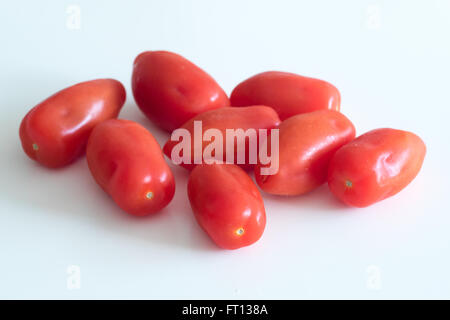 Eine Nahaufnahme der San Marzano Tomaten. Stockfoto