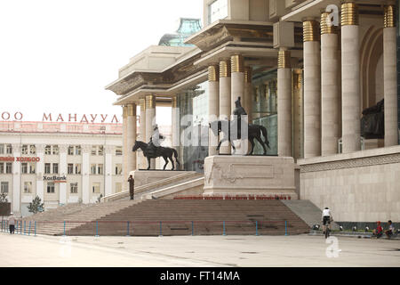 Parlamentsgebäude, Sukhbaatar Platz, Ulaanbaatar, Mongolei Stockfoto