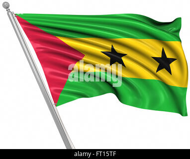 Flagge von São Tomé und Príncipe, ist dies ein Computer generierten und 3d gerenderten Bild. Stockfoto