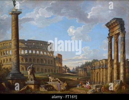 Giovanni Paolo Panini (1691-1765), Rom, Fantasy Landschaft mit römischen Monumenten, 1735. Stockfoto