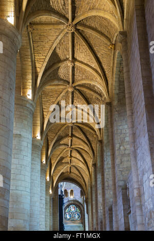 Gewölbte Decke in Tewkesbury Abbey. Tewkesbury, Gloucestershire, England Stockfoto