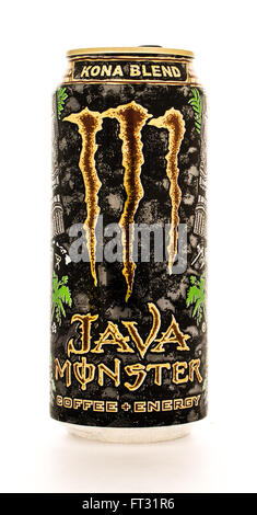 Winneconne, Wisconsin - 12. August 2015: kann der Java Monster Kaffee Enery Drink in Kona verschmelzen Geschmack. Stockfoto