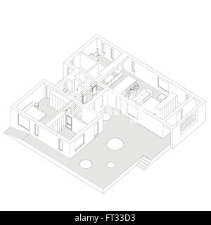 Isometrische Haus innen Stock Vektor