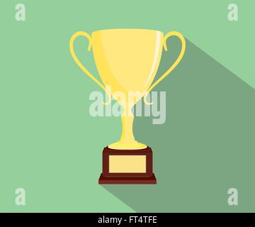 Trophäe flache isoliert mit grünem Hintergrund und lange Schatten Stock Vektor