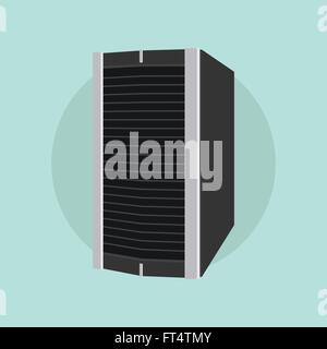 Server isoliert flache Vektor mit grünem Hintergrund Stock Vektor