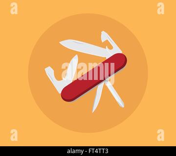 Multi Tools Vektor-Illustration mit orangem Hintergrund isoliert Stock Vektor