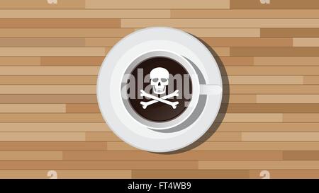 vergiften Sie giftig Kaffee Illustration mit Totenkopf Zeichen Stock Vektor
