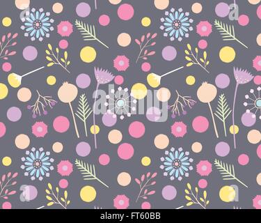 Nahtlose Blumenmuster auf einem grauen Hintergrund. Stock Vektor