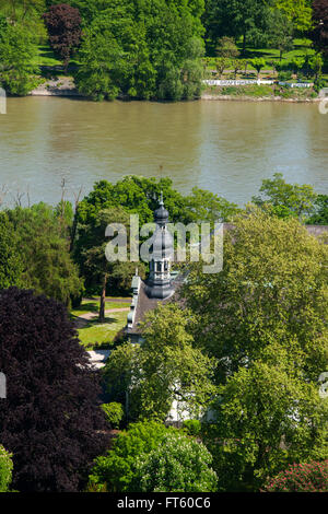 Deutschland, Nordrhein-Westfalen, Rhein-Sieg-Kreis, Blick von Rolandsbogen Auf sterben Rheininseln Nonnenwerth Und Grafenwerth Stockfoto