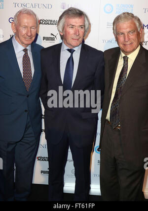 3. März 2016 - Bob Wilson, Pat Jennings und Sir Trevor Brooking besuchen London Football Awards 2016 bei Battersea Evolution in Stockfoto