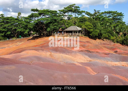 Sieben farbige Erden von Chamarel, Chamarel, Mauritius Stockfoto