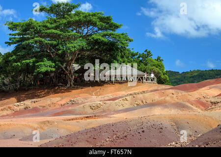 Sieben farbige Erden von Chamarel, Chamarel, Mauritius Stockfoto