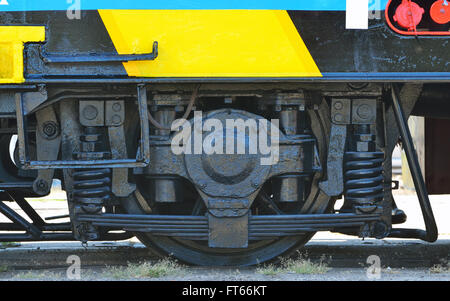 Details der Räder Eisenbahnwaggon überholen Stockfoto